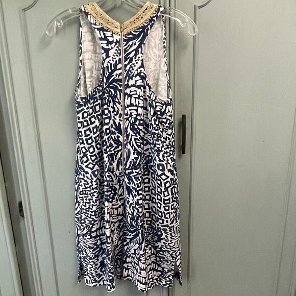 Lilly Pulitzer Carlotta Dress, Size 0 Indigo Home Slice Stretch Gold Casual - Picture 8 of 9